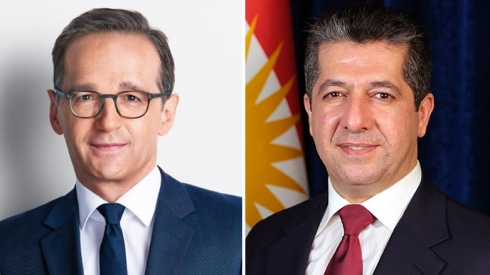 Wezîrê derve yê Elmaniya pîrozbahî li Mesrûr Barzanî dike